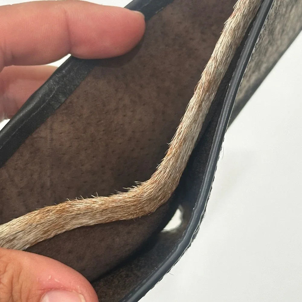 Artisan Handmade Leather Bifold Wallet Dark Brown Pony Hair Mens